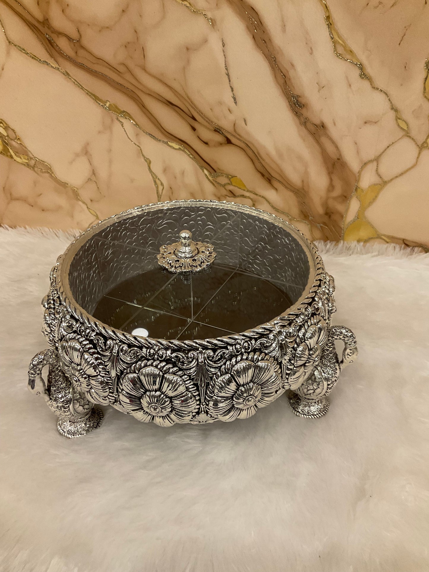 999 Silver-Plated Dry Fruit Box Urli