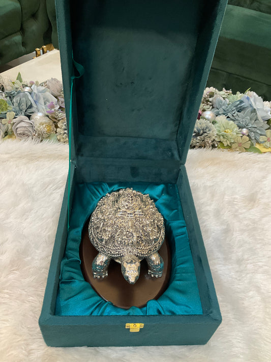 999 Silver Plated Tortoise – Luxury Vastu & Spiritual Décor
