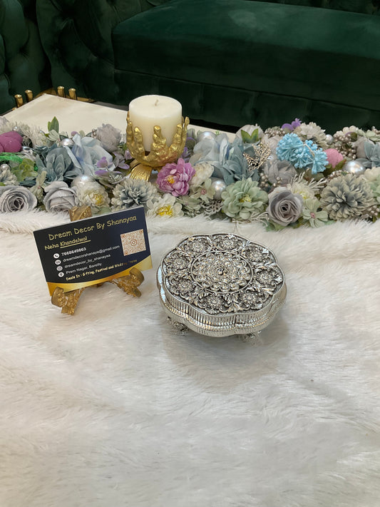 999 Silver Plated Round Chowki with OM Engraving