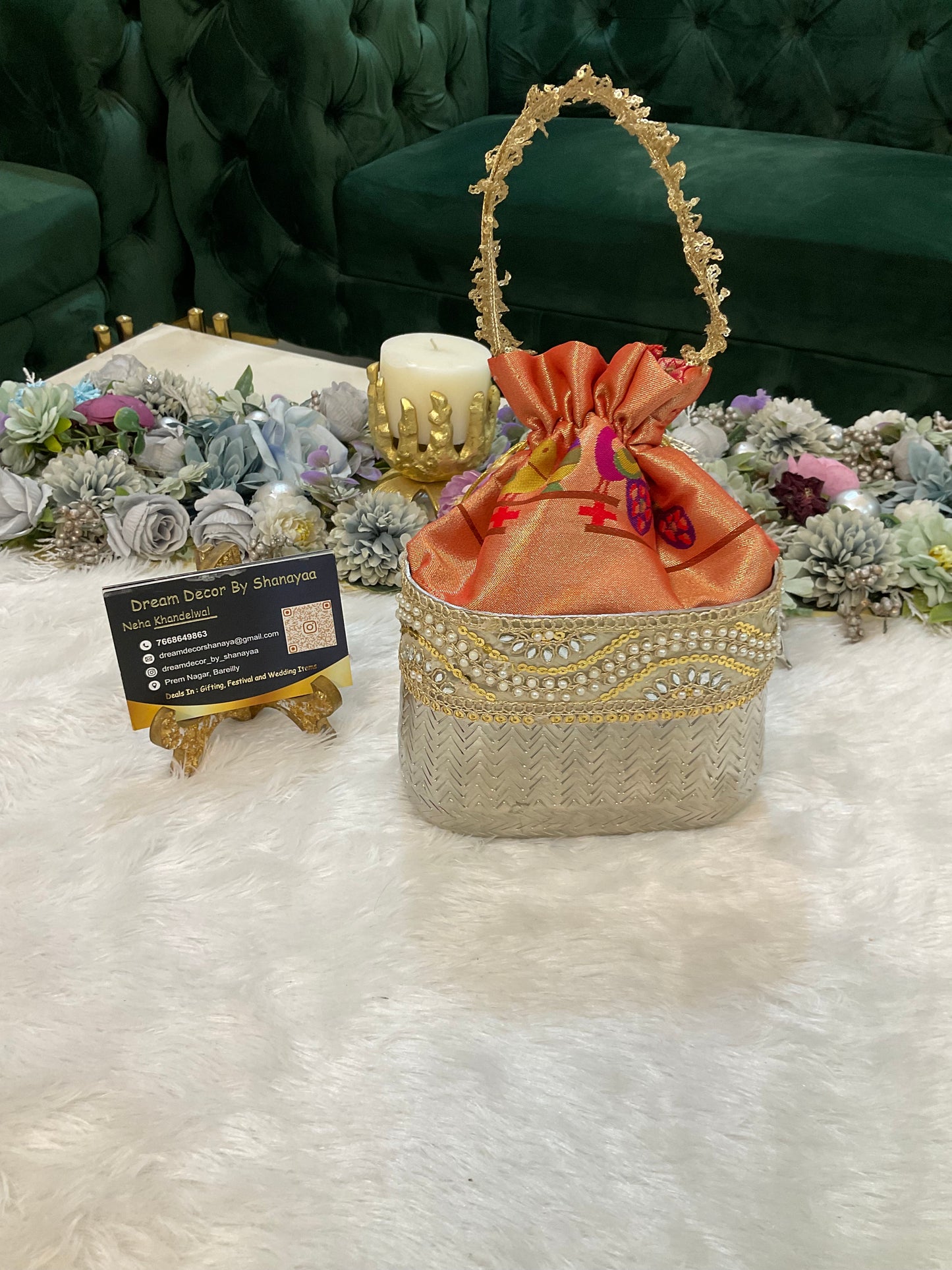 PB-01 German Silver Shreenathji Potli Bag