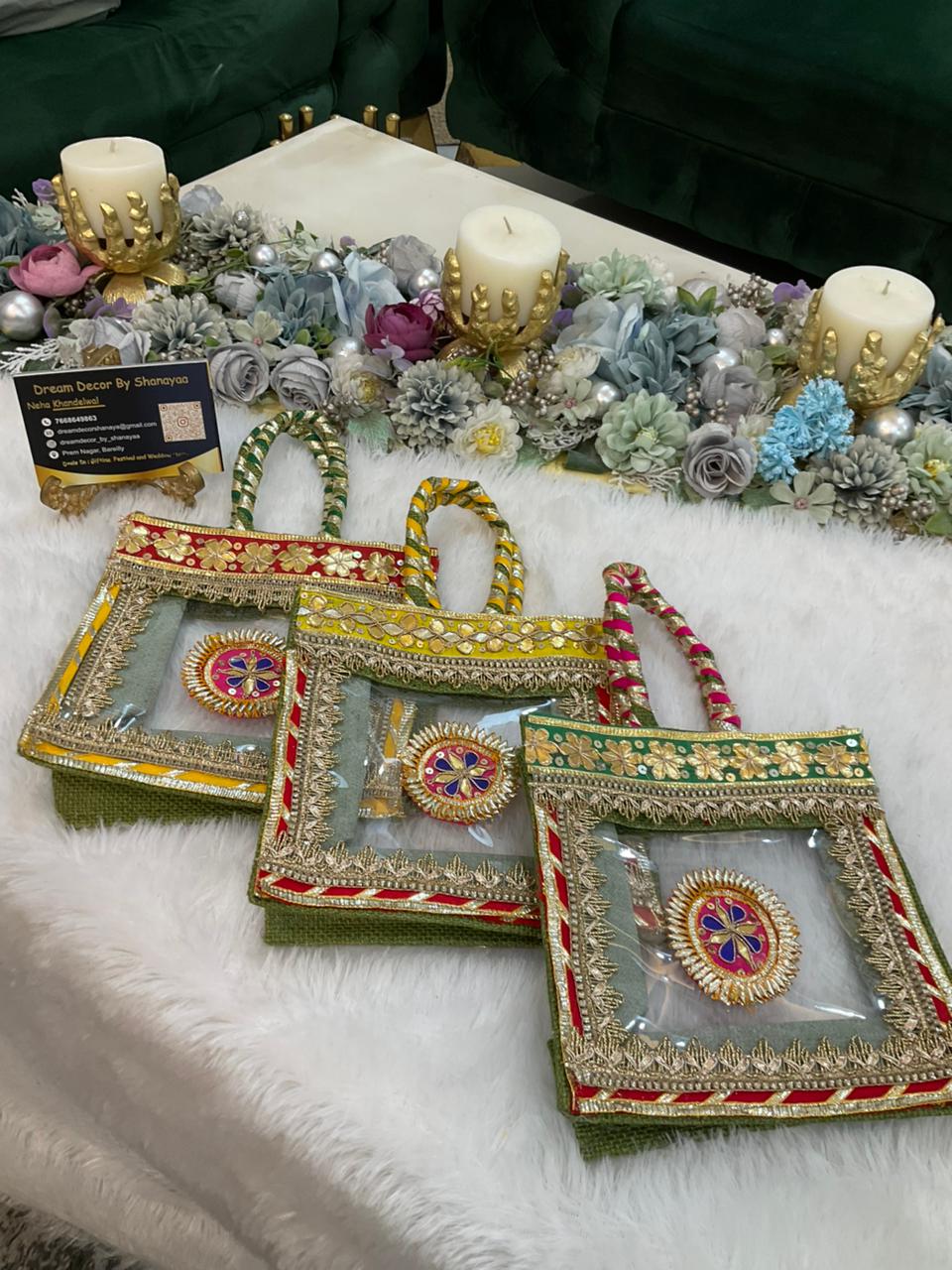 JB101 - Jute Bags with Gota Décor