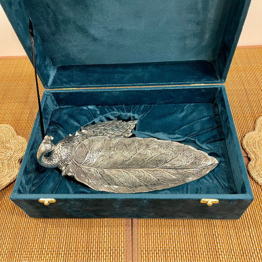 Silver Silver Plated Peacock Shape Dry-Fruit Platter