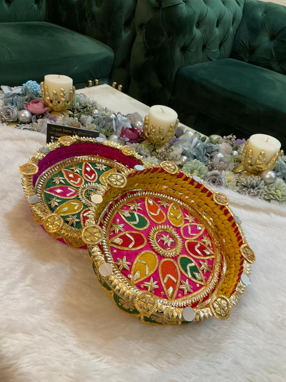 Handcrafted Decorative Palm Trays (10×2")