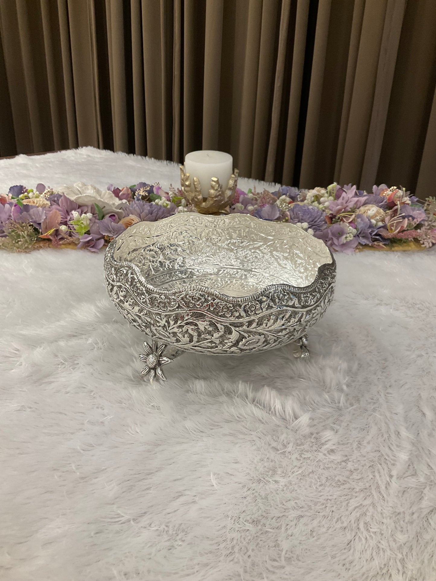 German Silver Urli with Flower Legs