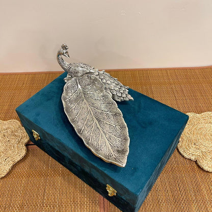 Silver Silver Plated Peacock Shape Dry-Fruit Platter