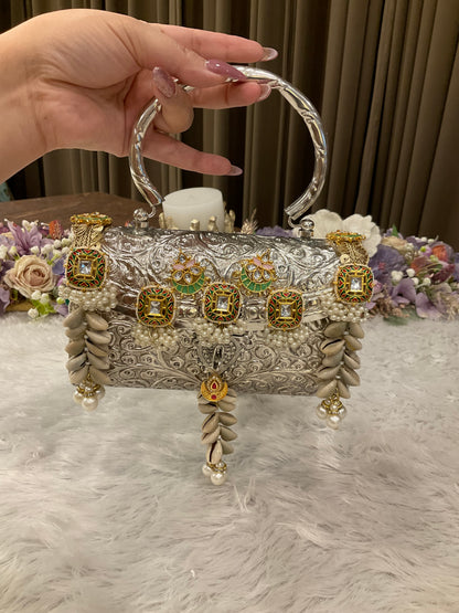 Designer German Silver Statement Clutch