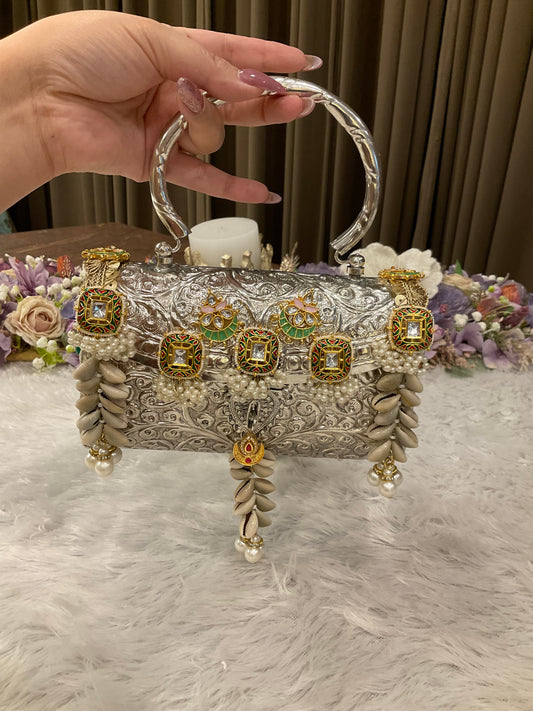 Designer German Silver Statement Clutch