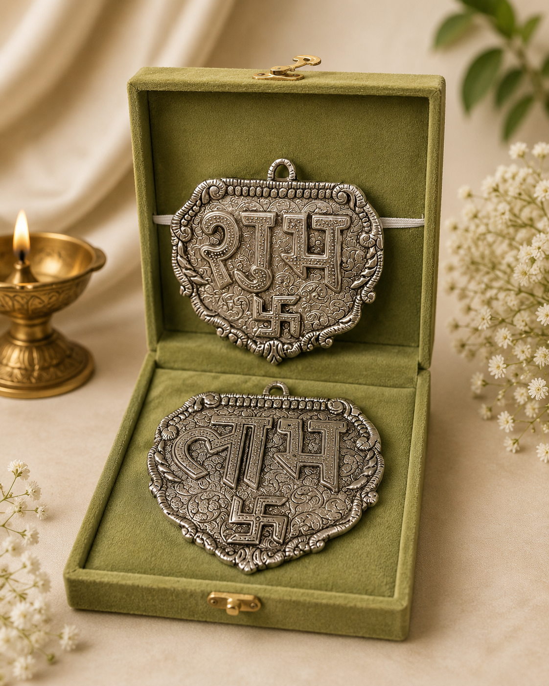 German Silver Shubh Labh Pair
