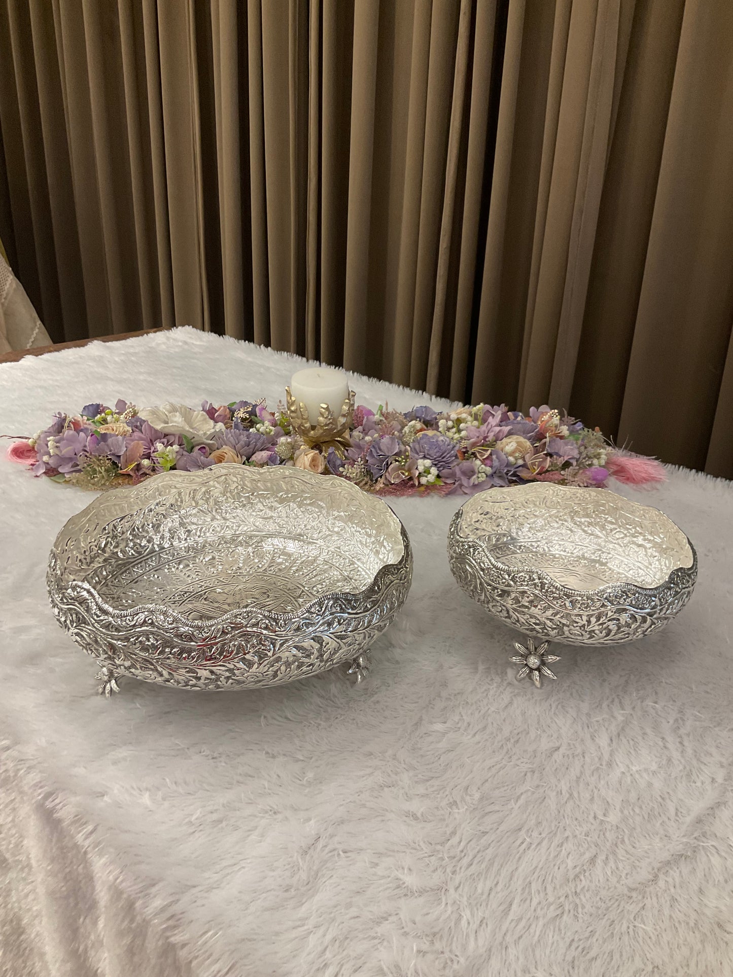 German Silver Urli with Flower Legs