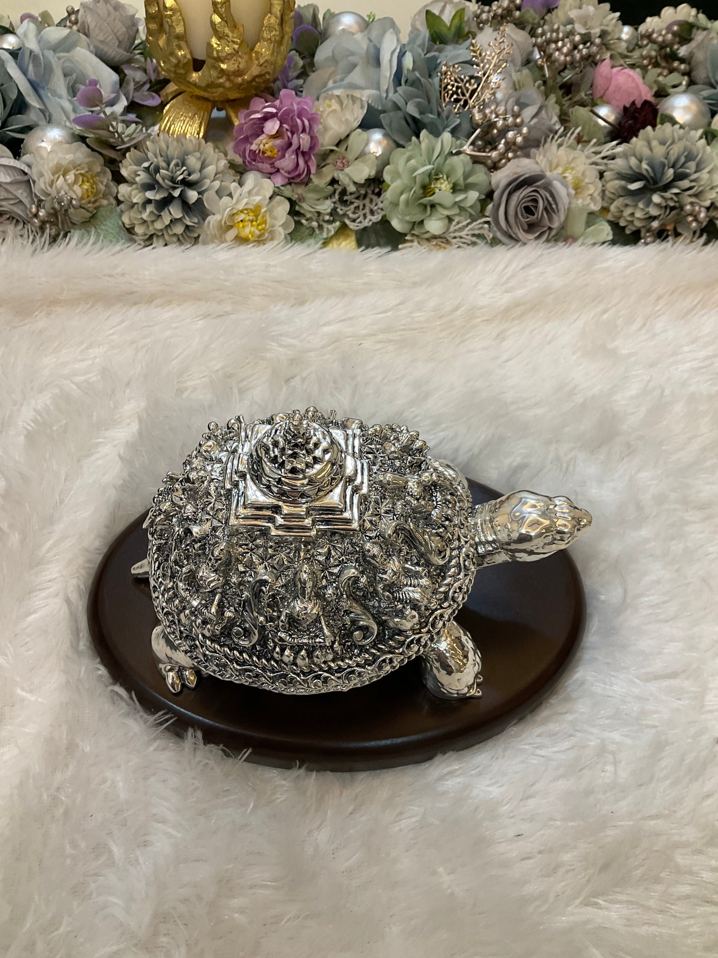 999 Silver Plated Tortoise – Luxury Vastu & Spiritual Décor