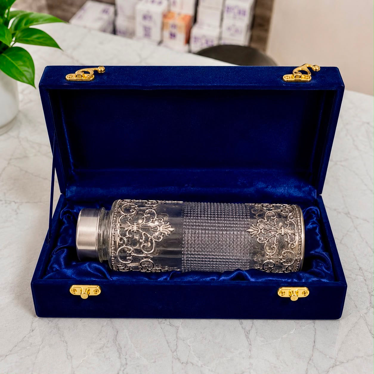 Premium German Silver Bottle with Suede Box