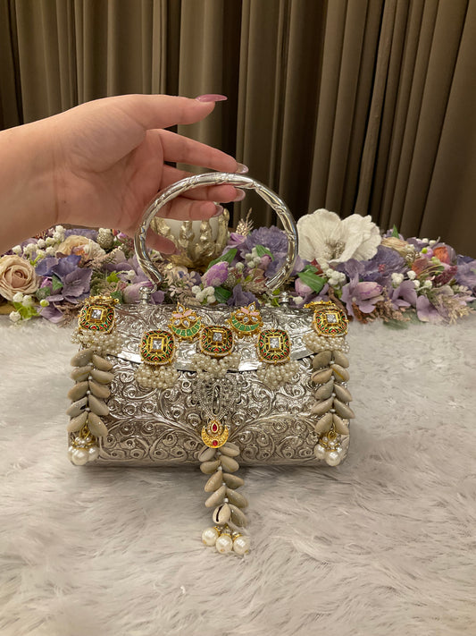 Designer German Silver Statement Clutch