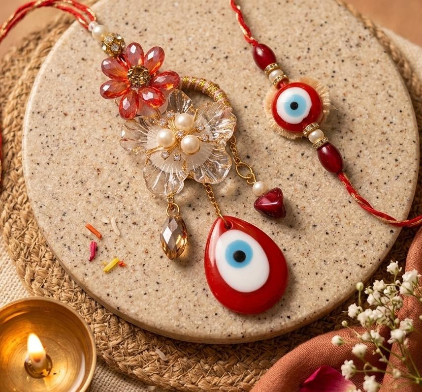 Resin Evil Eye Rakhi Pair