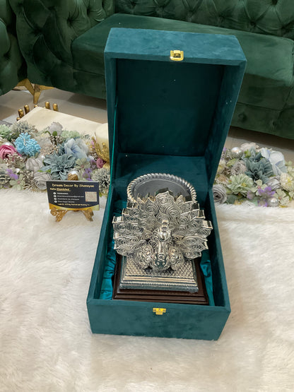 999 Real Silver Plated Peacock Bucket – Luxury Decorative Piece