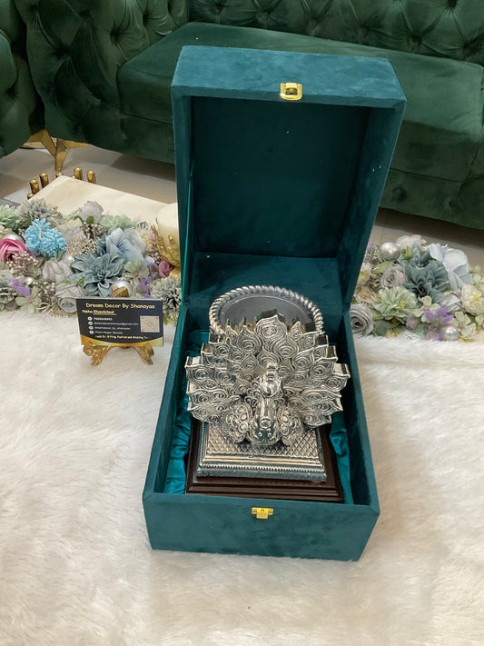 999 Real Silver Plated Peacock Bucket – Luxury Decorative Piece