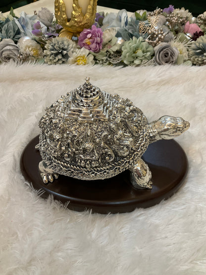 999 Silver Plated Tortoise – Luxury Vastu & Spiritual Décor
