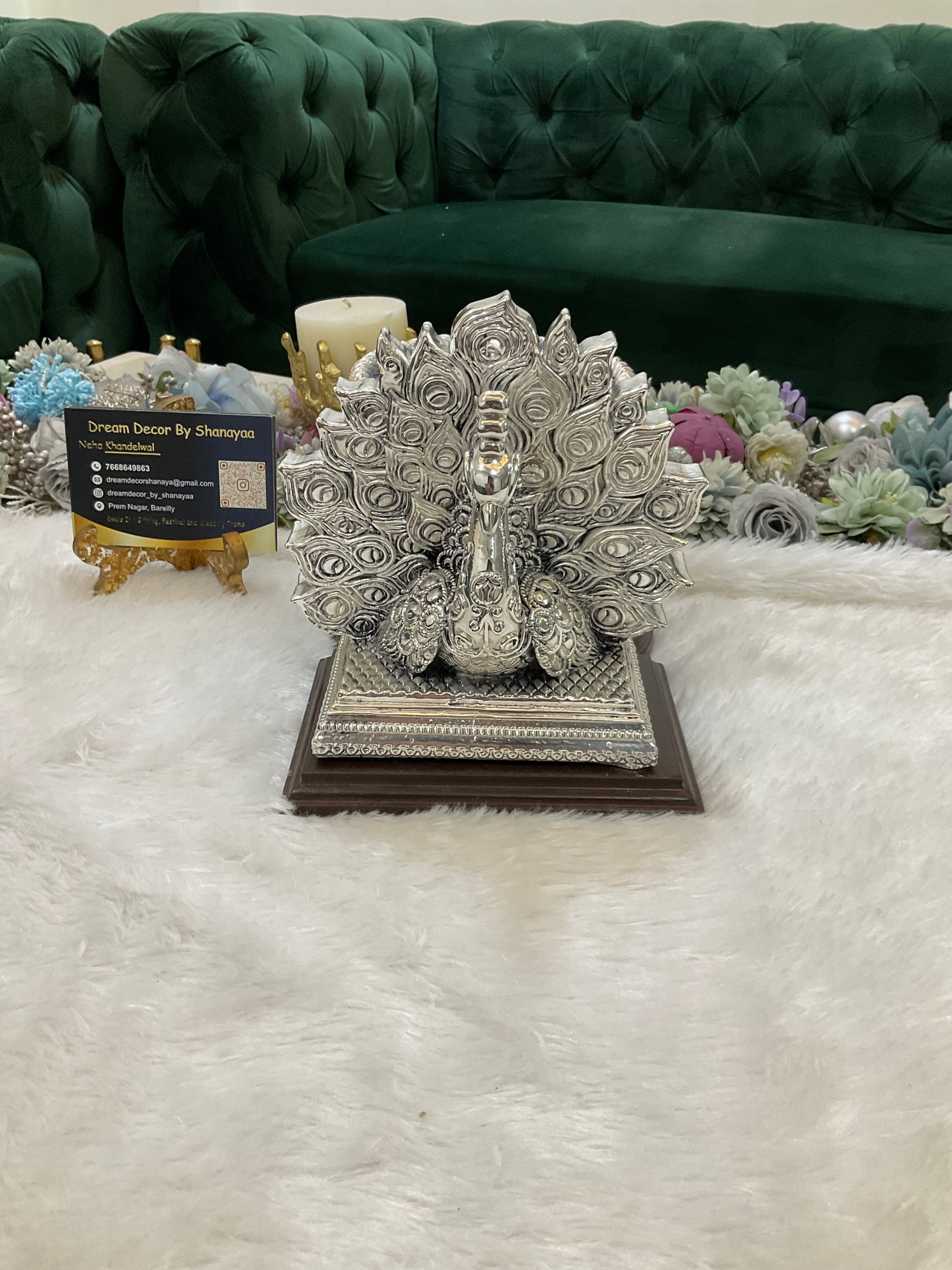 999 Real Silver Plated Peacock Bucket – Luxury Decorative Piece
