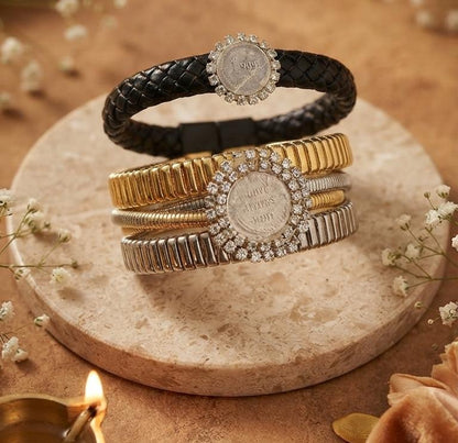 Silver Coin Couple Rakhi