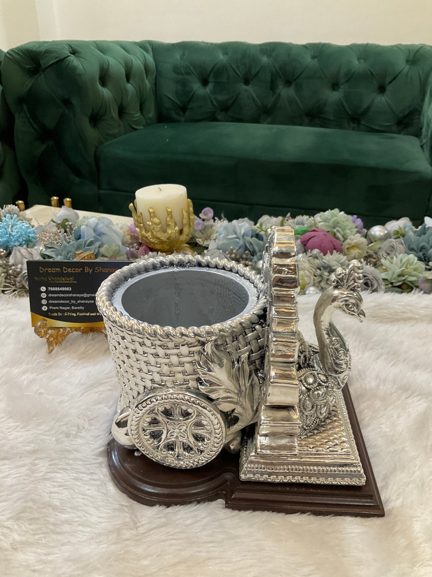 999 Real Silver Plated Peacock Bucket – Luxury Decorative Piece