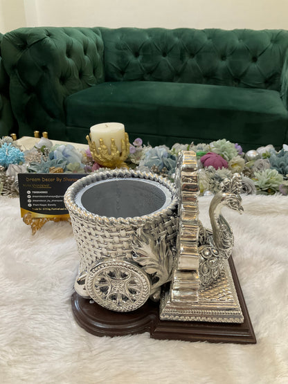 999 Real Silver Plated Peacock Bucket – Luxury Decorative Piece