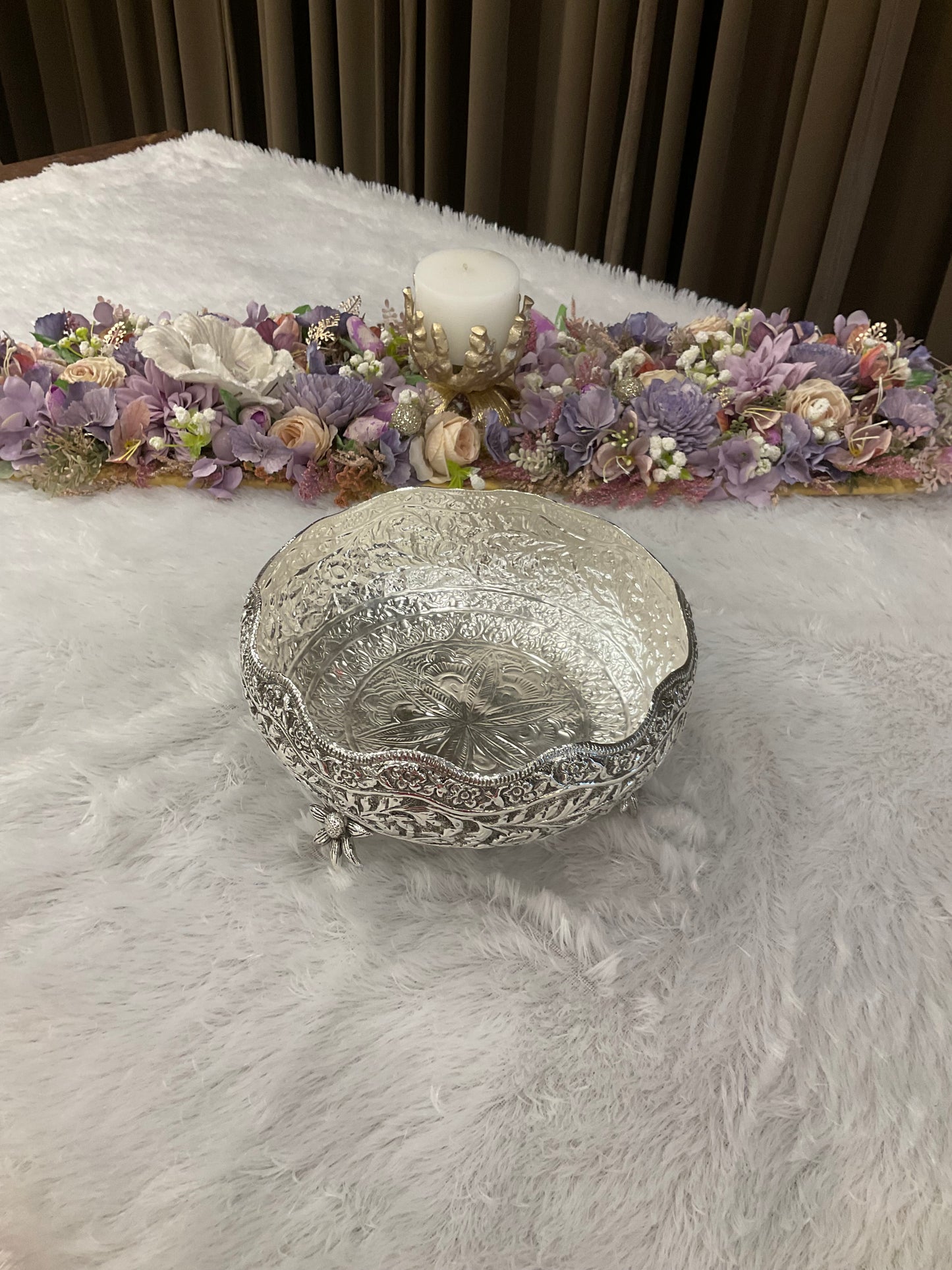 German Silver Urli with Flower Legs