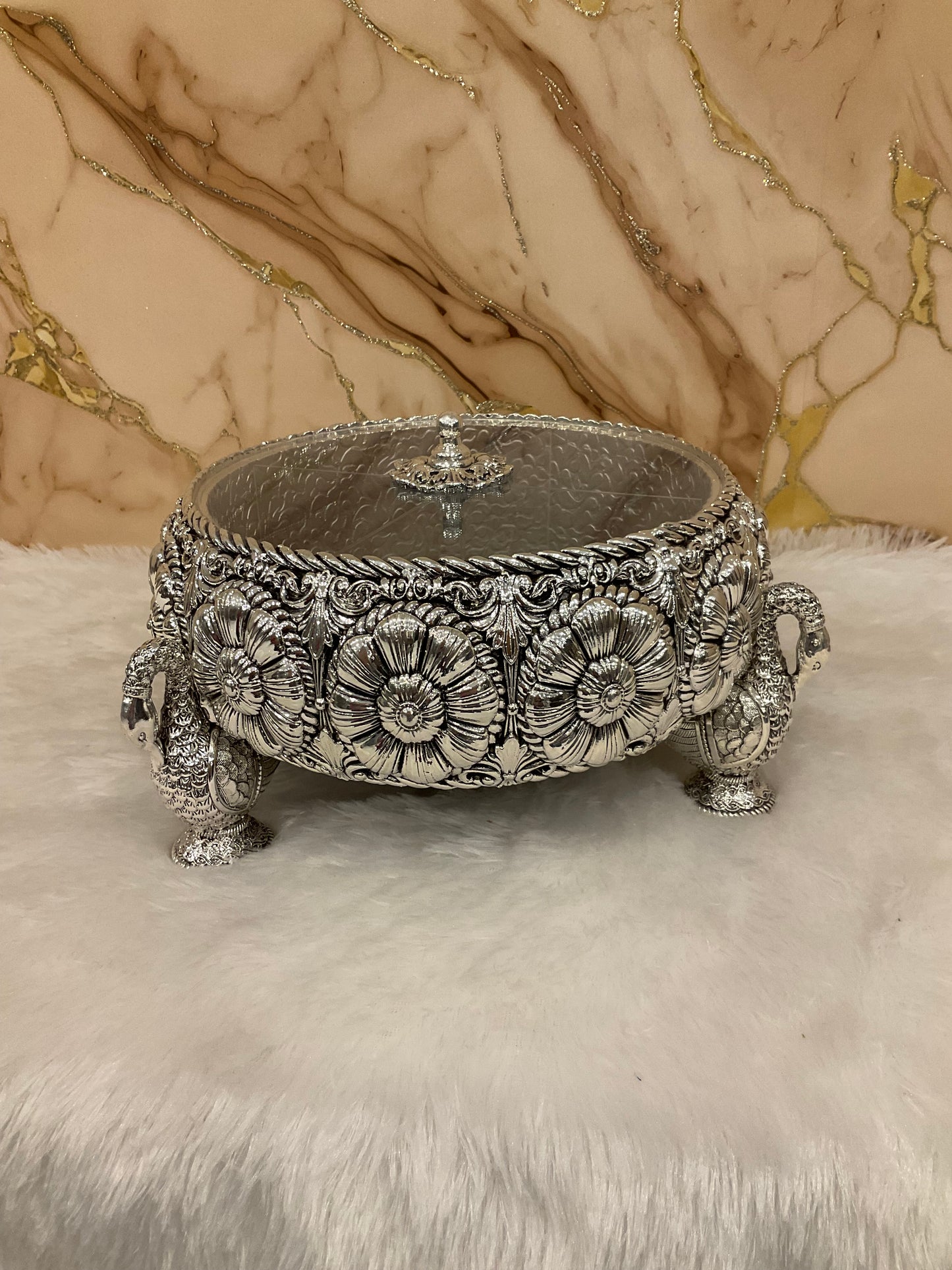 999 Silver-Plated Dry Fruit Box Urli