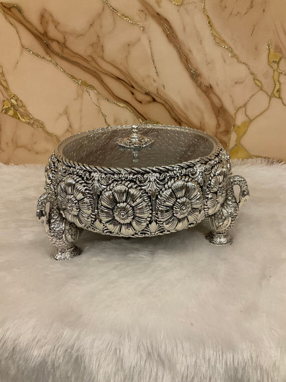 999 Silver-Plated Dry Fruit Box Urli