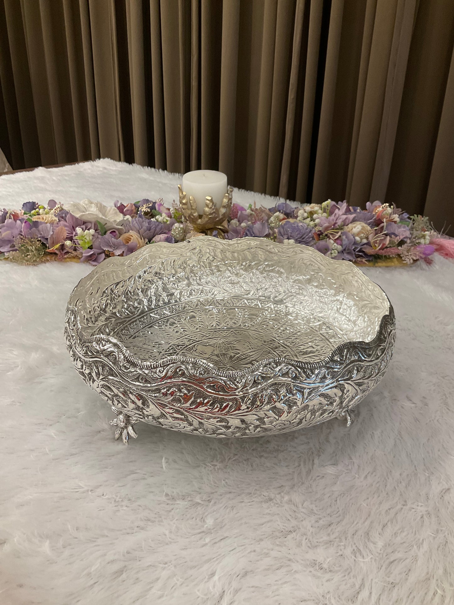 German Silver Urli with Flower Legs