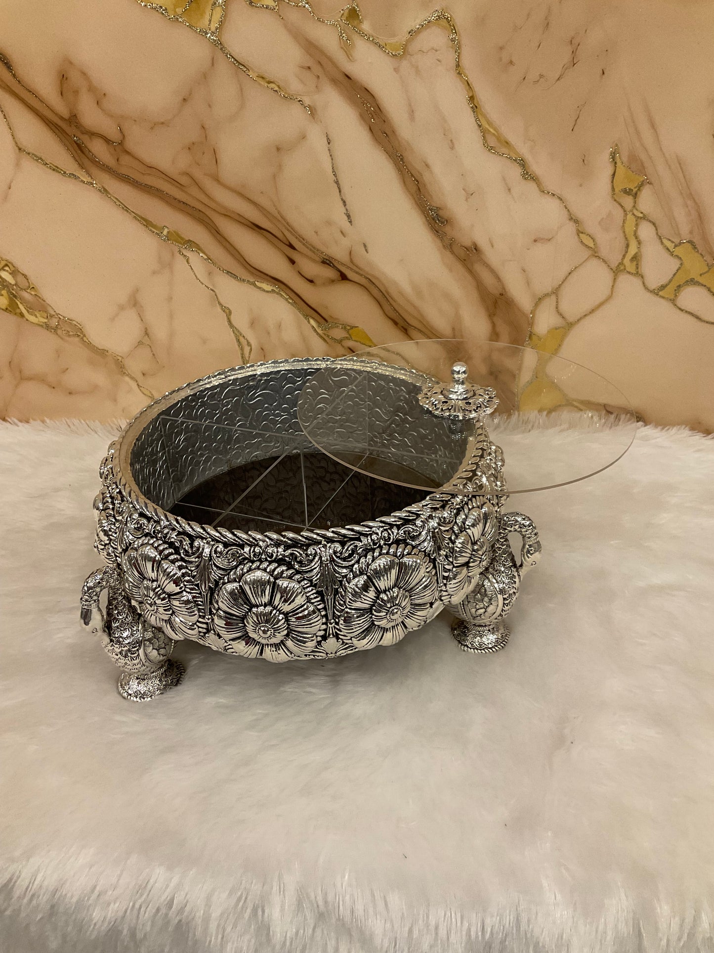 999 Silver-Plated Dry Fruit Box Urli