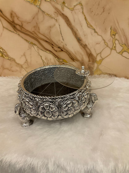 999 Silver-Plated Dry Fruit Box Urli