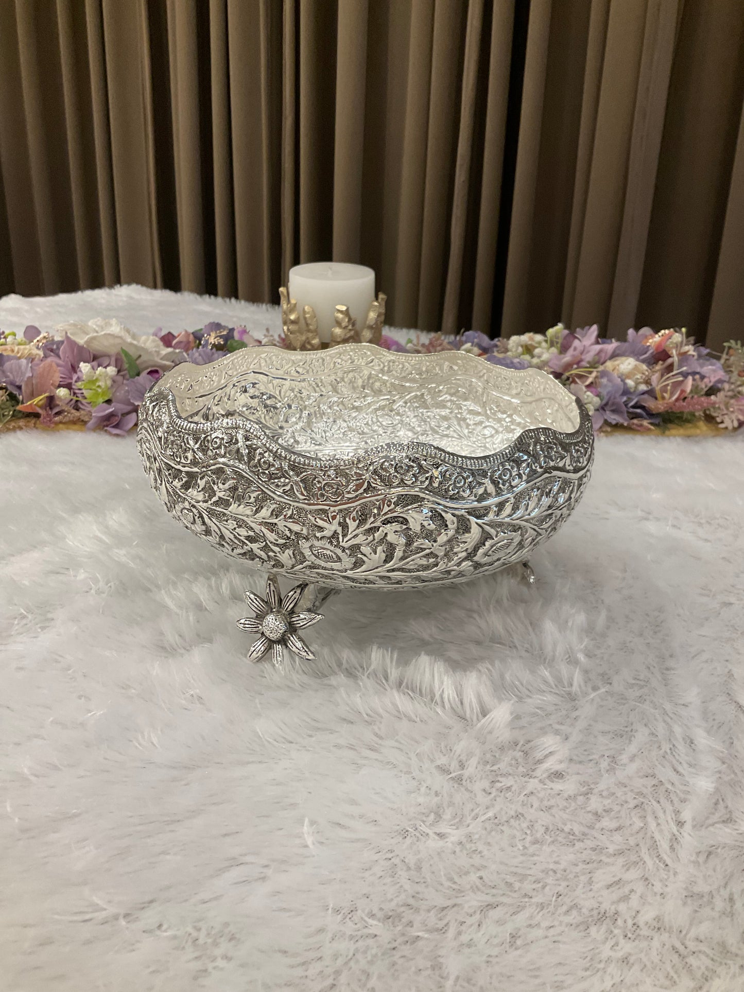 German Silver Urli with Flower Legs