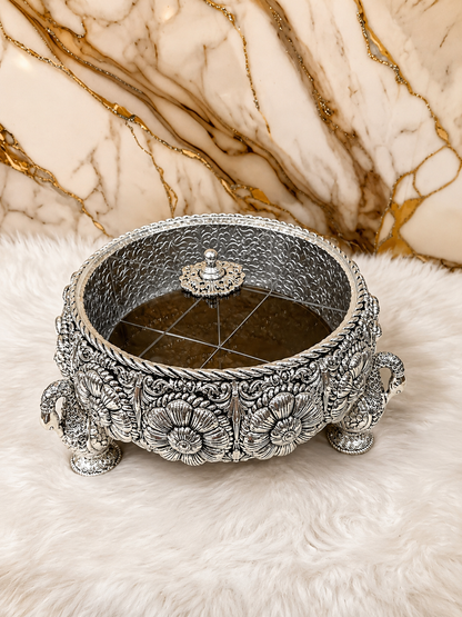 999 Silver-Plated Dry Fruit Box Urli