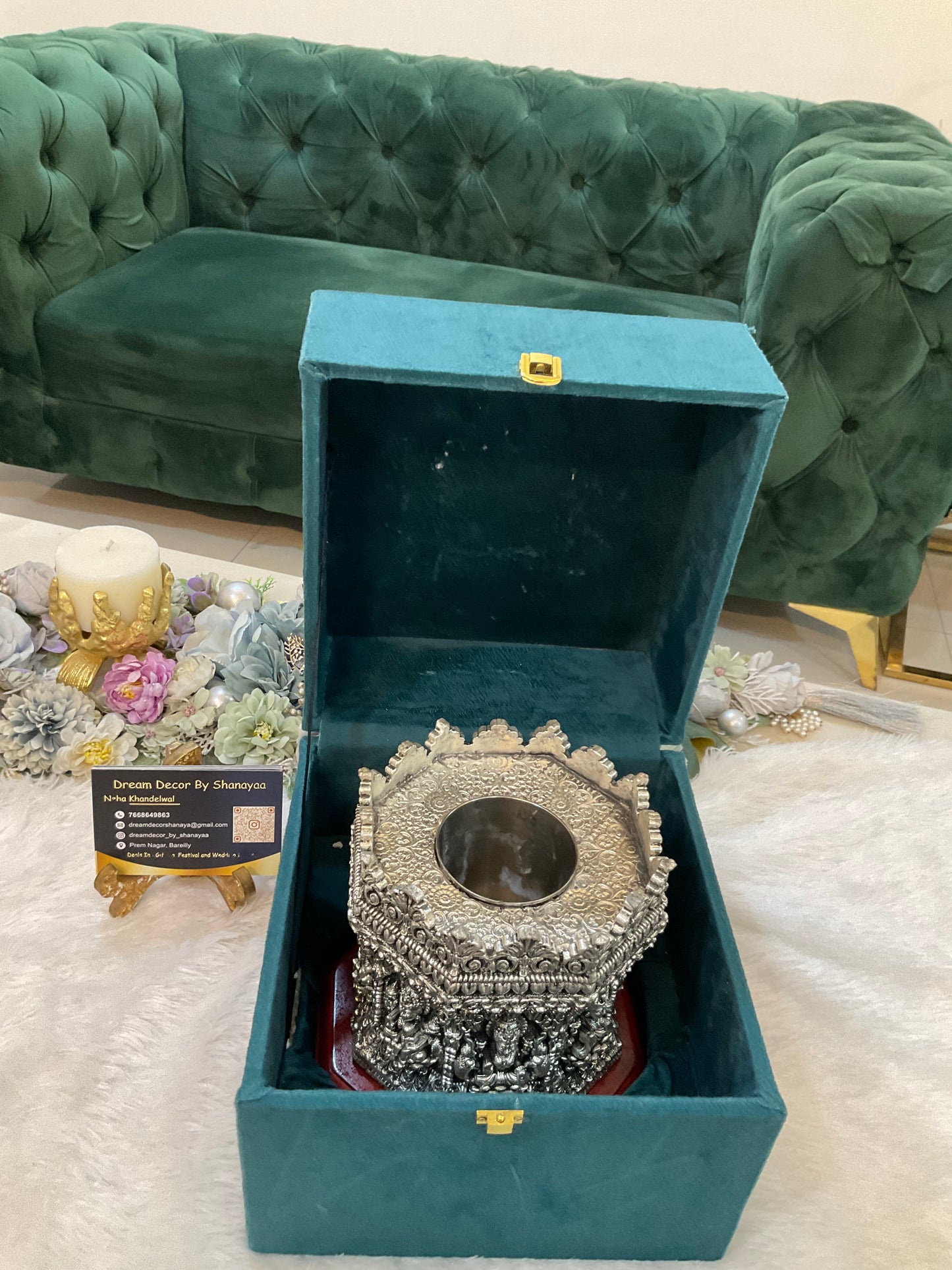 999 Silver Plated Tulsi Pot – Luxury Devotional Décor