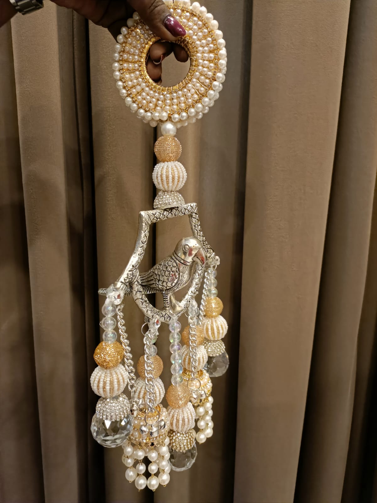 Designer German Silver Parrot Hanging ( Single Piece )