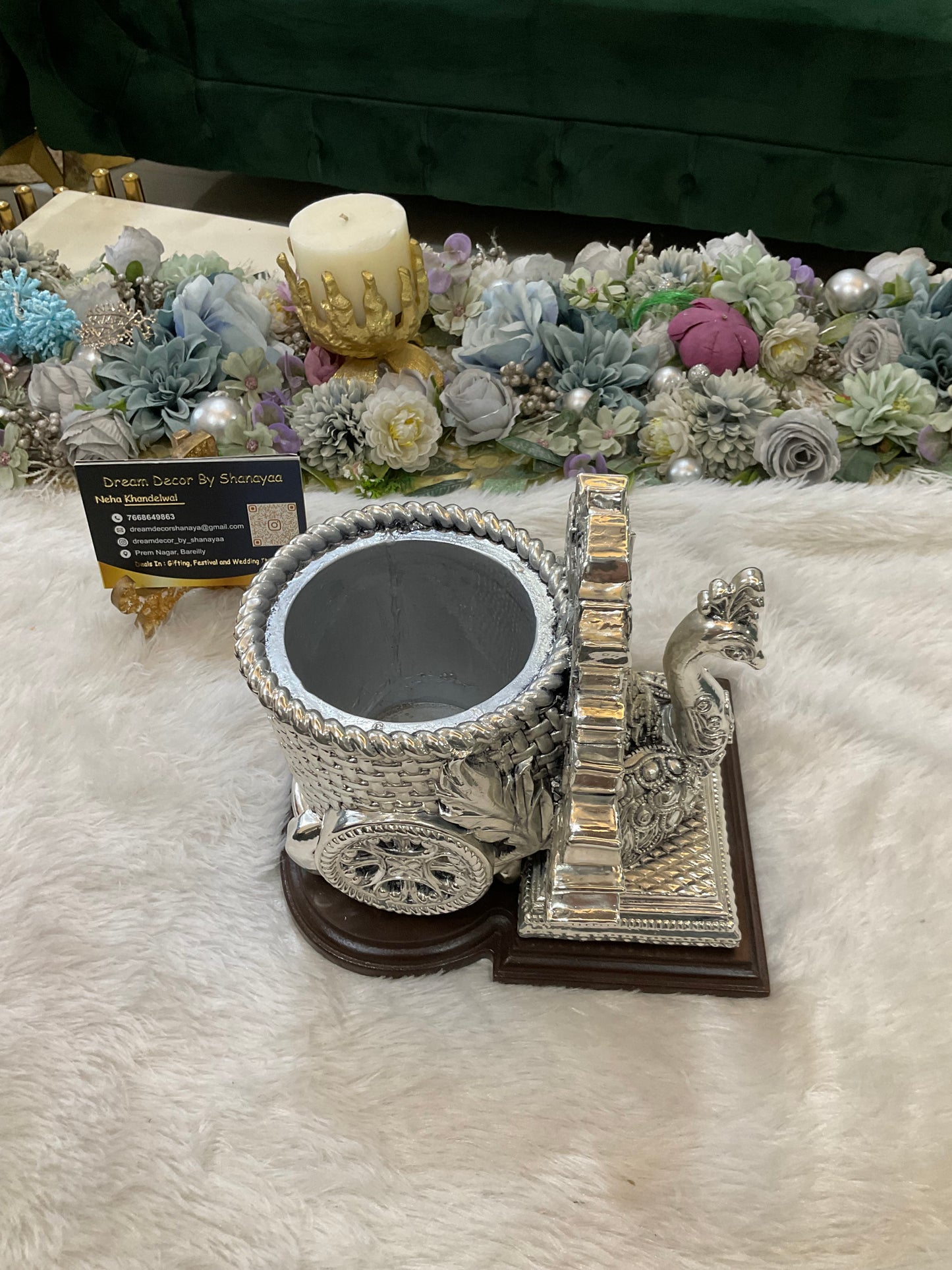 999 Real Silver Plated Peacock Bucket – Luxury Decorative Piece