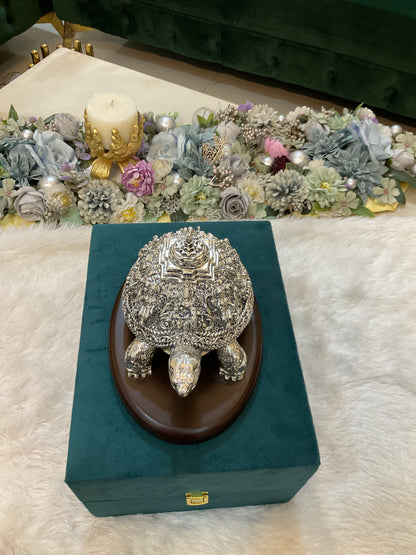999 Silver Plated Tortoise – Luxury Vastu & Spiritual Décor