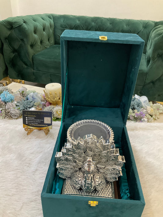 999 Real Silver Plated Peacock Bucket – Luxury Decorative Piece