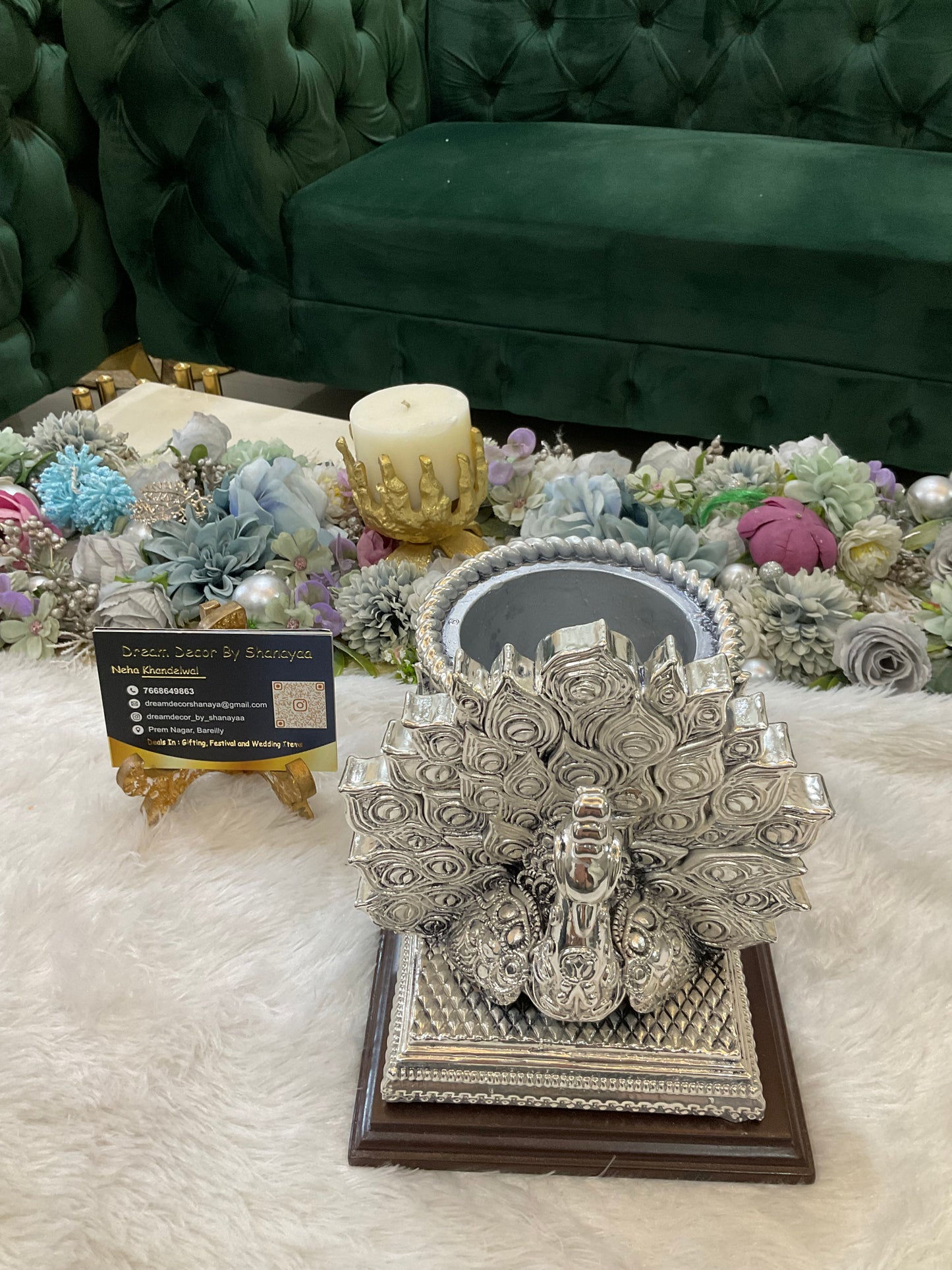 999 Real Silver Plated Peacock Bucket – Luxury Decorative Piece