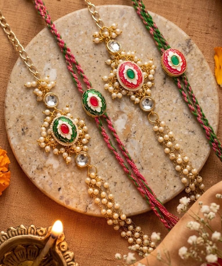 Kundan Bracelet Rakhi pair