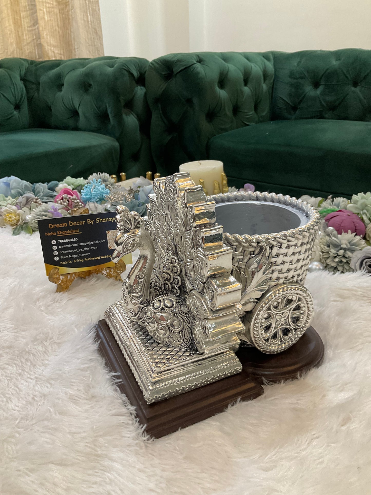 999 Real Silver Plated Peacock Bucket – Luxury Decorative Piece