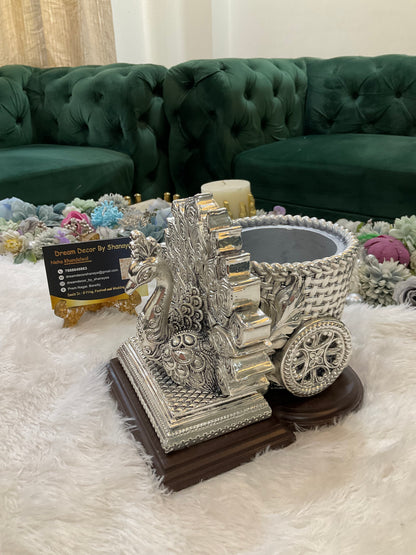 999 Real Silver Plated Peacock Bucket – Luxury Decorative Piece
