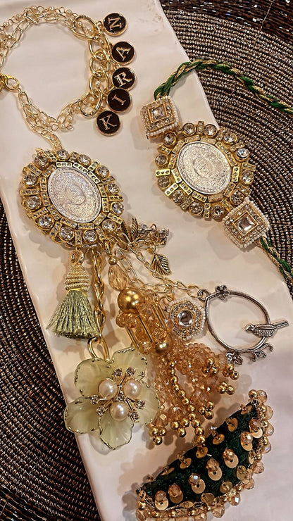 Name Customised Pure Silver Rakhi and Lumba