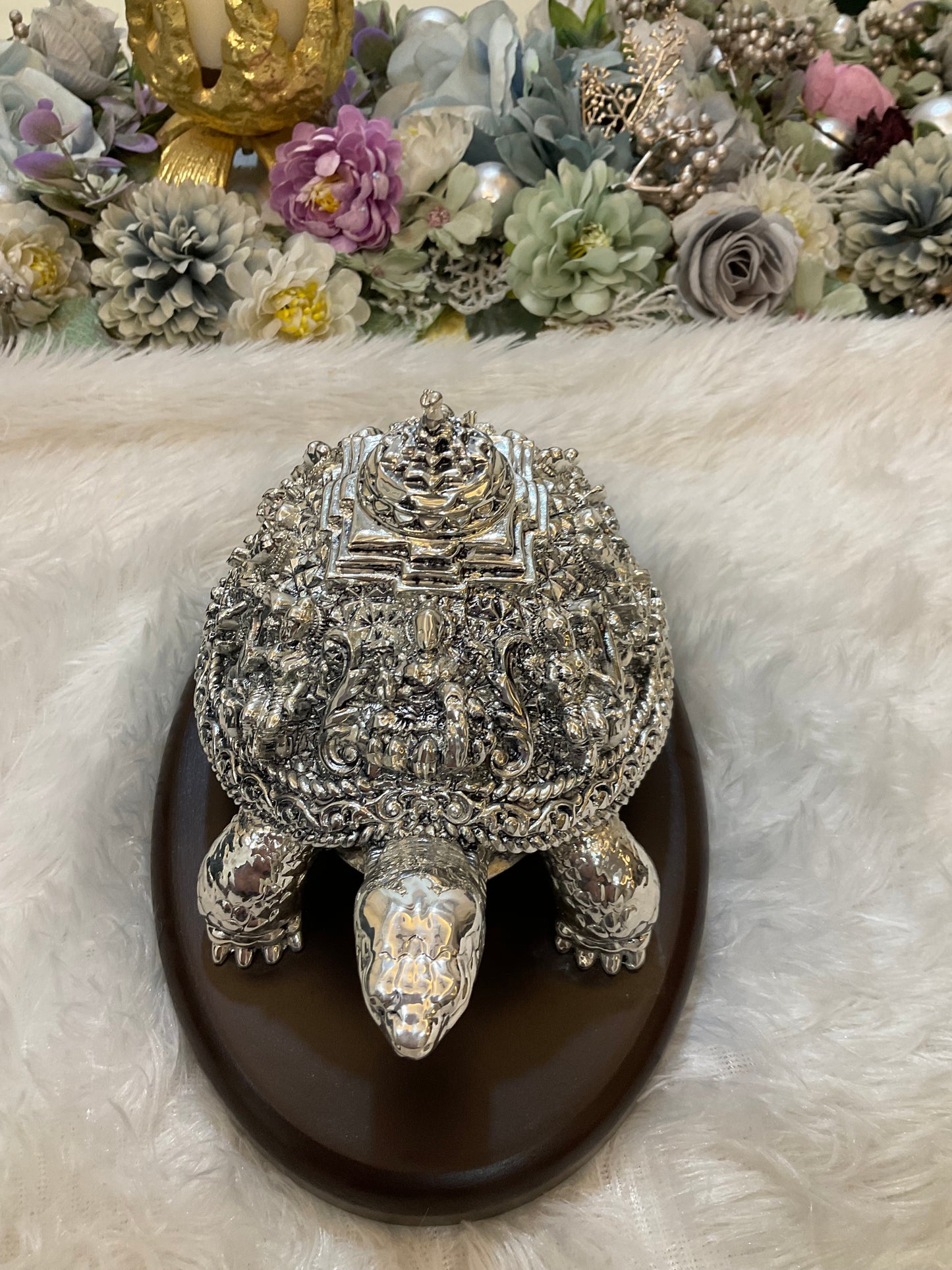 999 Silver Plated Tortoise – Luxury Vastu & Spiritual Décor