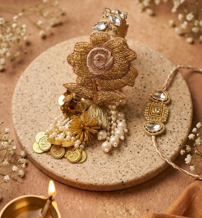 Zardosi Cutdana Rakhi Set