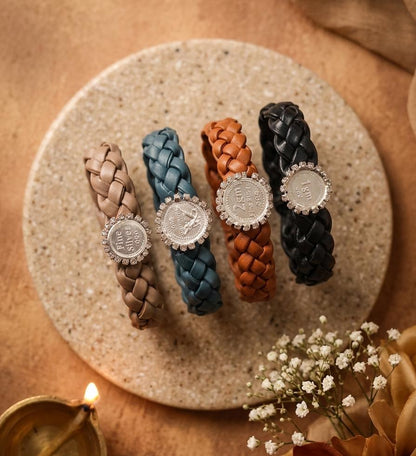 Unisex Silver Coin Band Rakhi