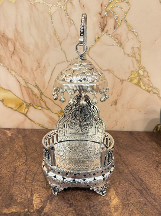 German Silver Hand-Engraved Singhasan