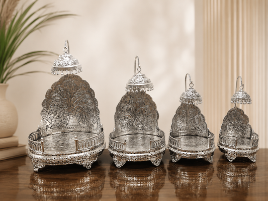 German Silver Hand-Engraved Singhasan