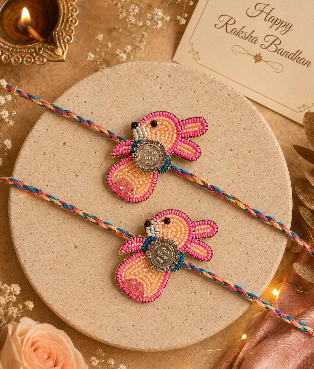 Little Bunny Pure Silver Kids Rakhi