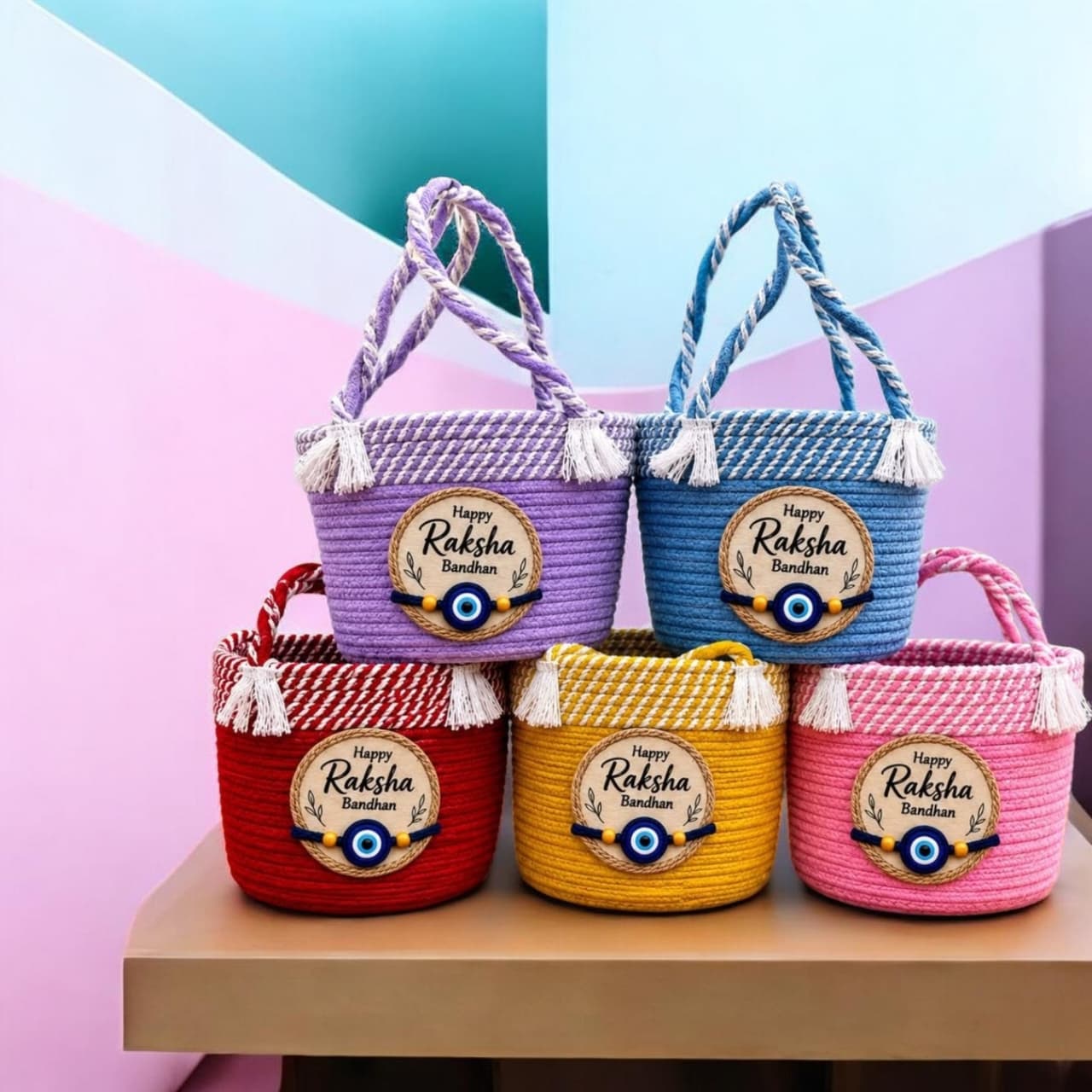 Cotton Rope Rakhi Hamper Basket