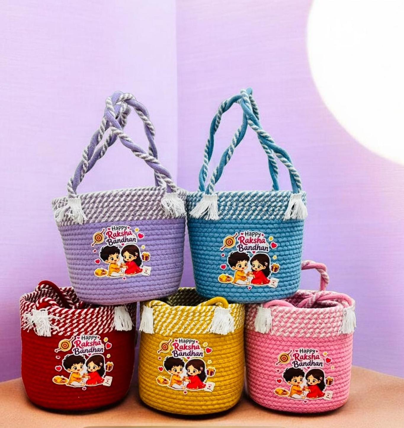 Cotton Rope Rakhi Hamper Basket